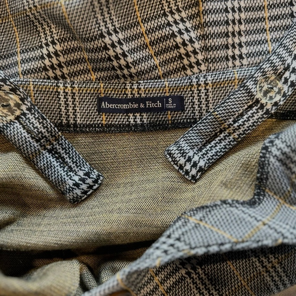 NWOT Abercrombie & Fitch Dress Tan Houndstooth Plaid Sleeveless Mini Sz S - Picture 3 of 8